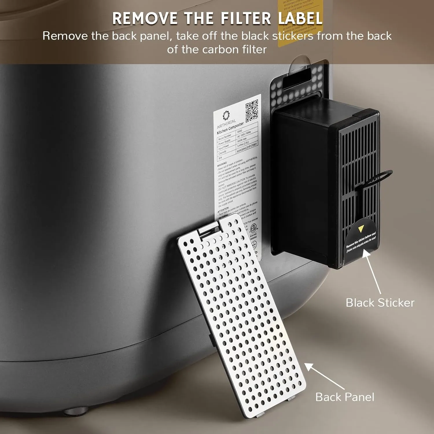 Electric Kitchen Composter, 2.5L Capacity, Turn Food Waste and Scraps into Dry Compost