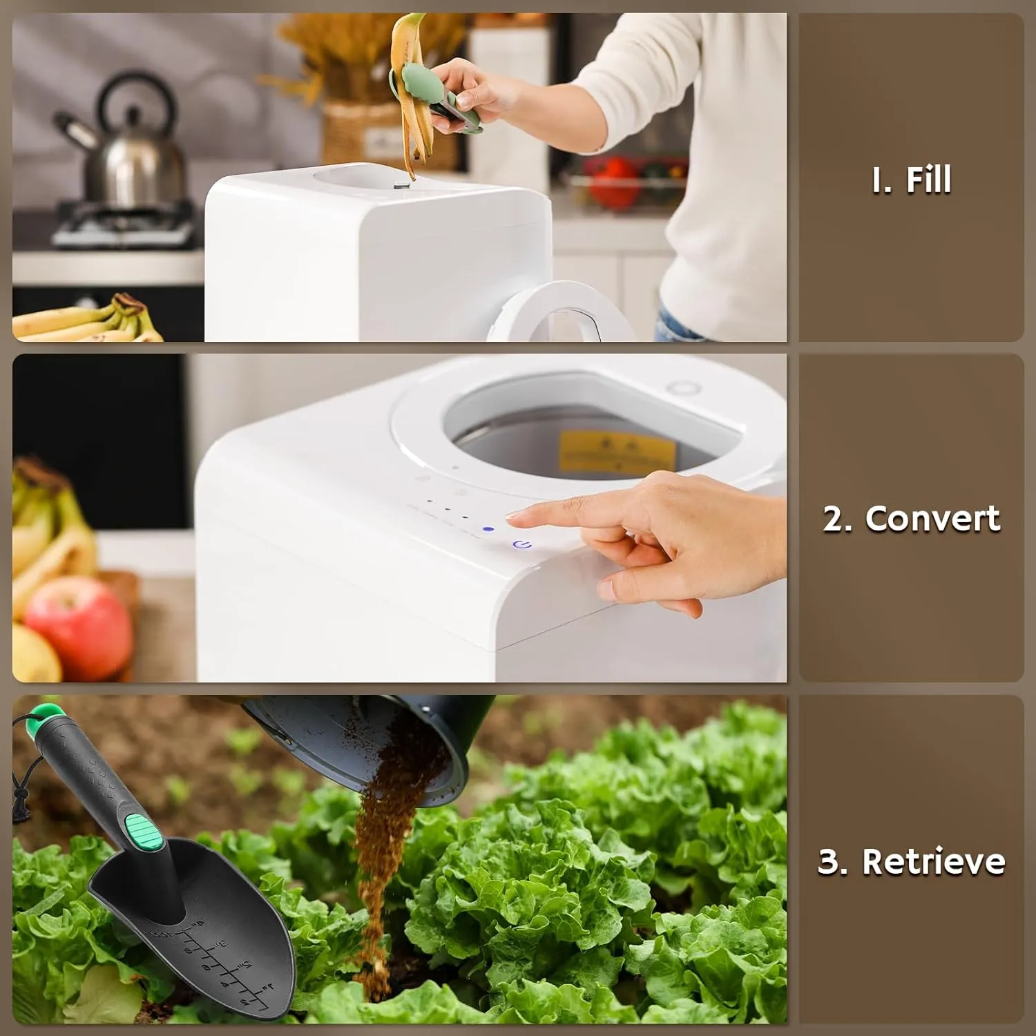 Electric Kitchen Composter, 2.5L Capacity, Turn Food Waste and Scraps into Dry Compost