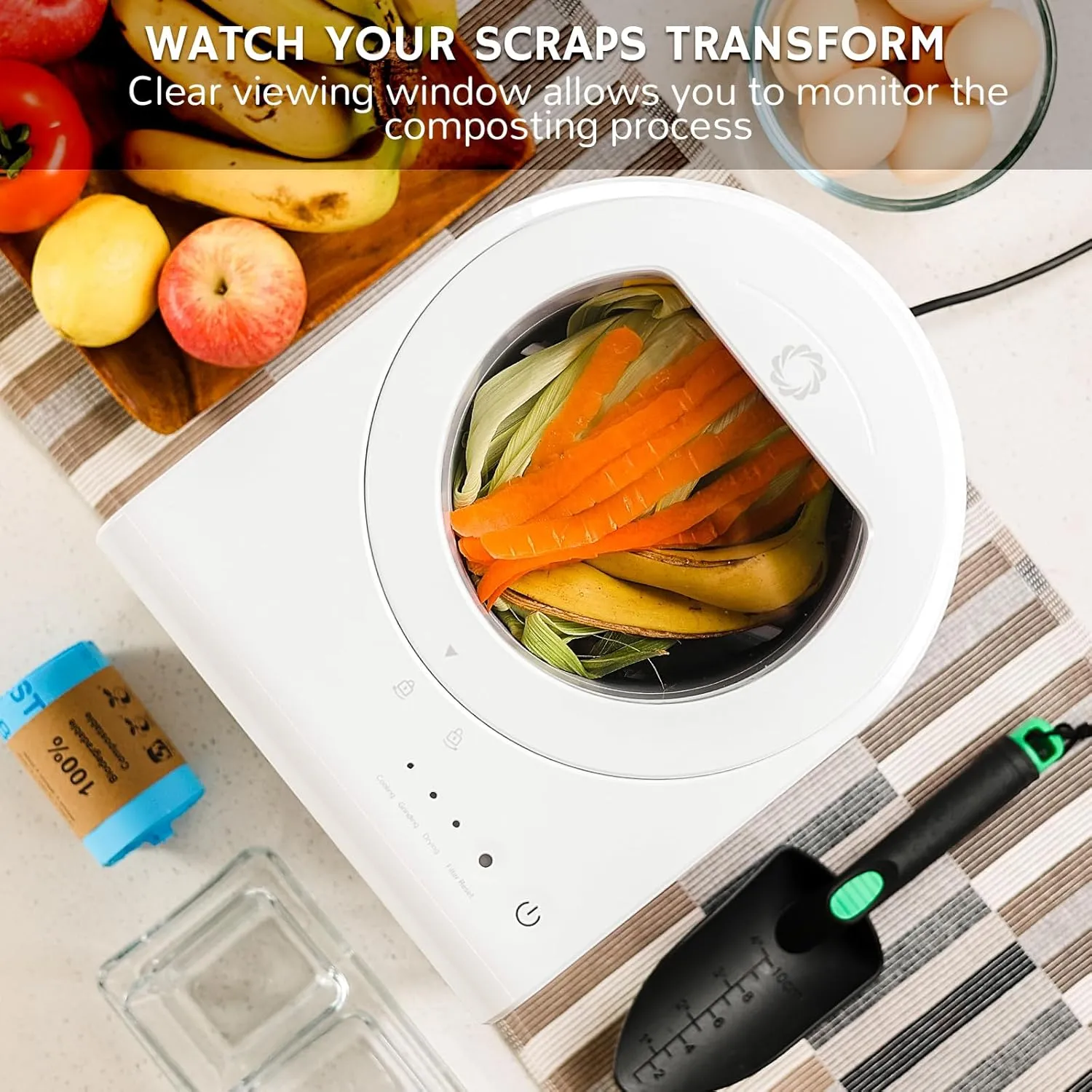 Electric Kitchen Composter, 2.5L Capacity, Turn Food Waste and Scraps into Dry Compost