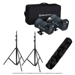 ELINCHROM ELC 500/500 FLASH SET   STAND SET & BAG (NO TRANSMITTER INCLUDED)