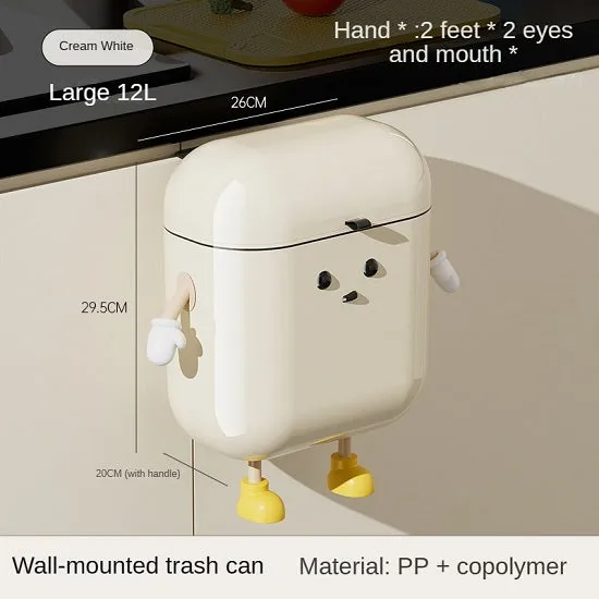 Fun In the Kitchen Multi-Purpose Kitchen Wall Mounted Trash Can with Lid for Food Waste