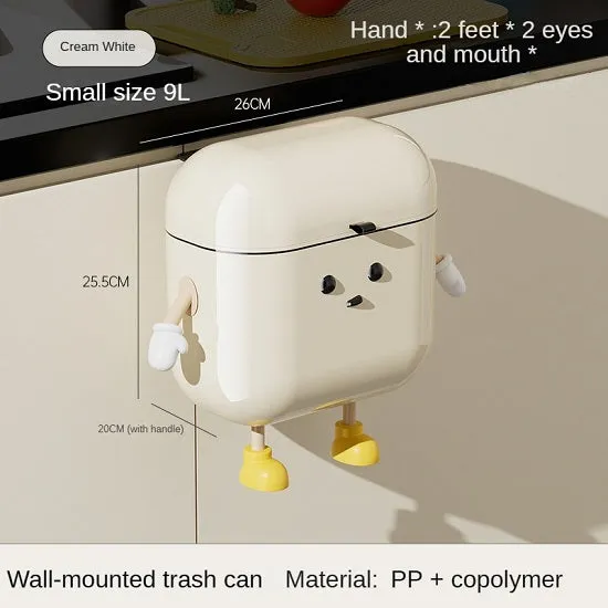 Fun In the Kitchen Multi-Purpose Kitchen Wall Mounted Trash Can with Lid for Food Waste
