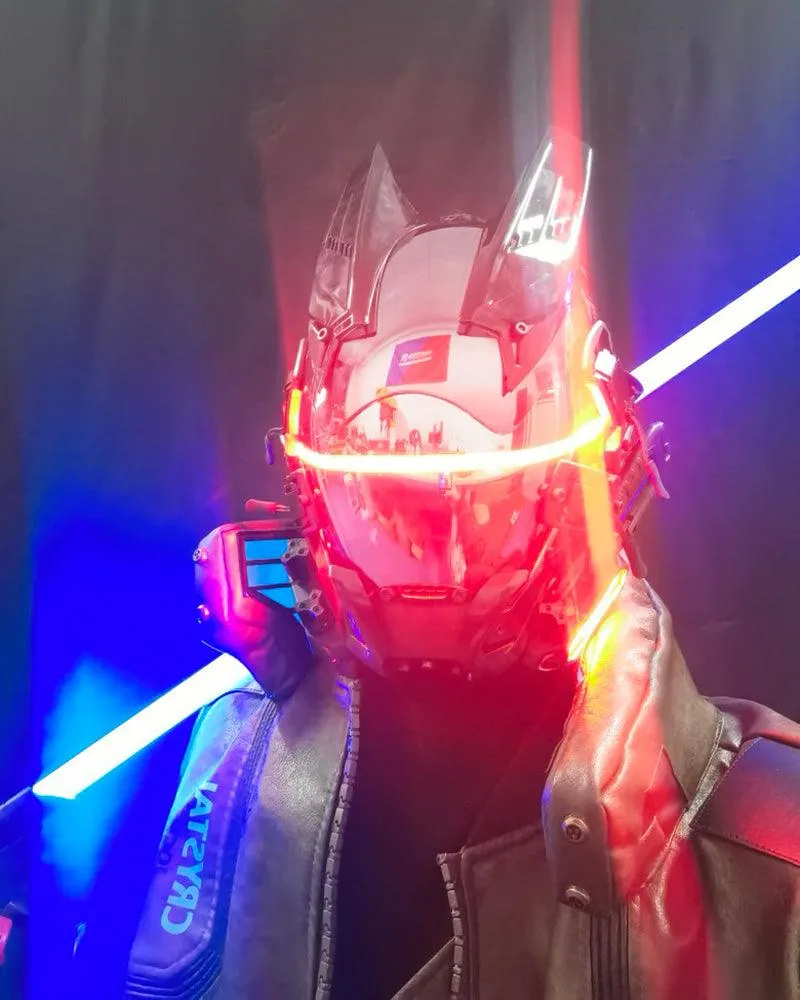 Future Warrior Cyberpunk LED Helmet Mask (LEDs available in 7 colors)