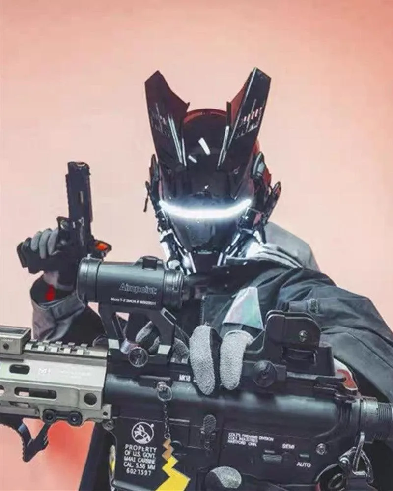 Future Warrior Cyberpunk LED Helmet Mask (LEDs available in 7 colors)