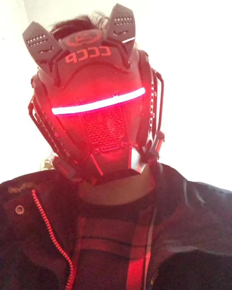 Future Warrior Cyberpunk LED Helmet Mask (LEDs available in 7 colors)