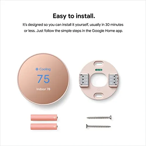 Google Nest Thermostat - Smart Thermostat for Home - Programmable Wifi Thermostat - Sand