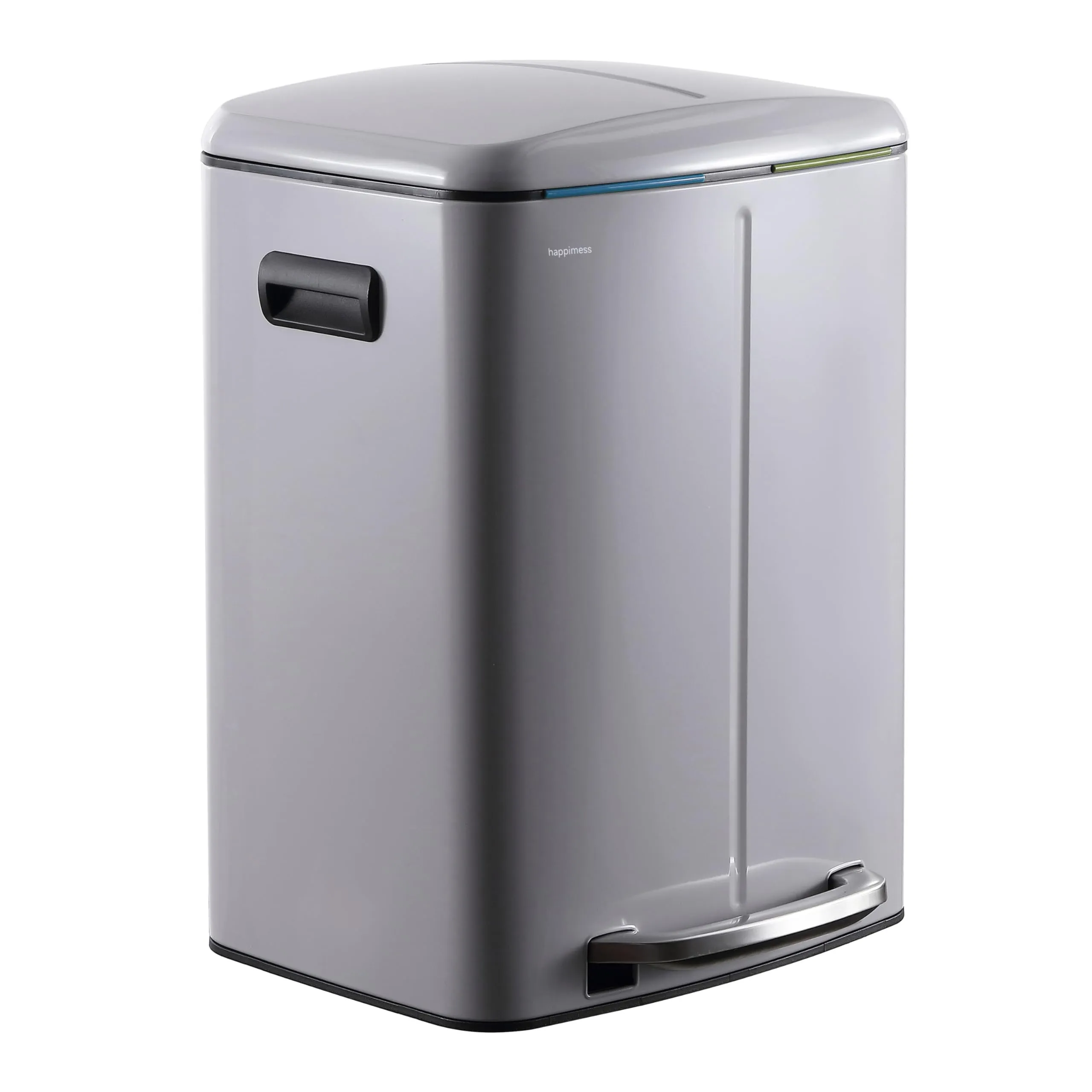 happimess HPM1005I Marco Rectangular 10.6-Gallon Double Bucket Trash Can with Soft-Close Lid, Fog Gray, Fingerprint Resistant, Modern, Minimalistic for Home, Kitchen, Office, Bedroom, Bathroom