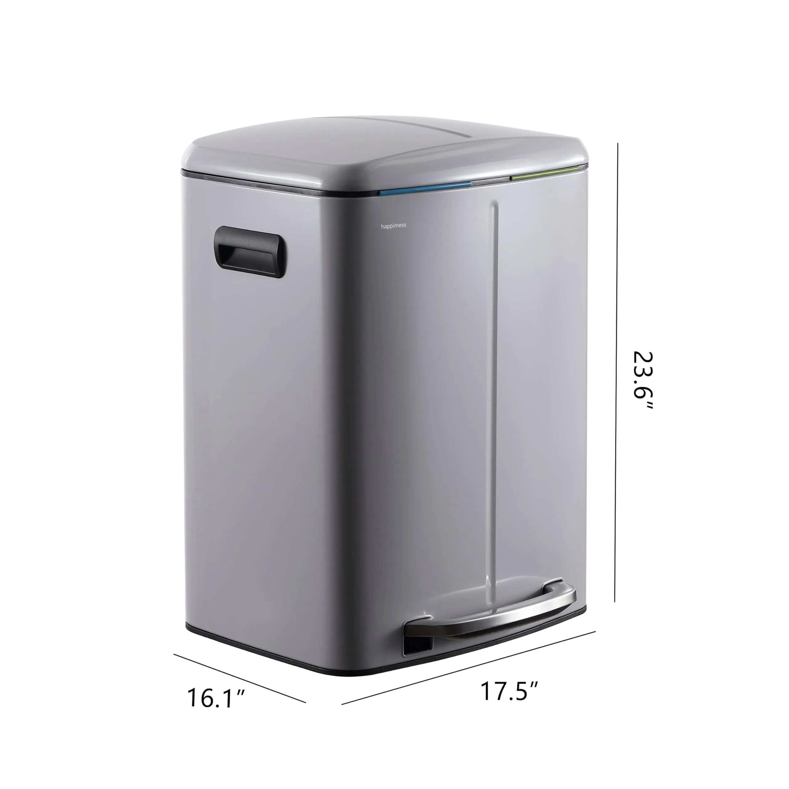happimess HPM1005I Marco Rectangular 10.6-Gallon Double Bucket Trash Can with Soft-Close Lid, Fog Gray, Fingerprint Resistant, Modern, Minimalistic for Home, Kitchen, Office, Bedroom, Bathroom