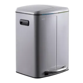 happimess HPM1005I Marco Rectangular 10.6-Gallon Double Bucket Trash Can with Soft-Close Lid, Fog Gray, Fingerprint Resistant, Modern, Minimalistic for Home, Kitchen, Office, Bedroom, Bathroom