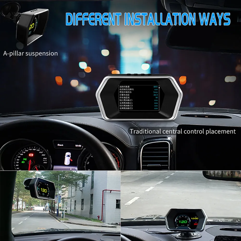 HD Hud Head-up Display OBD2 and GPS Smart Meter Digital Car
