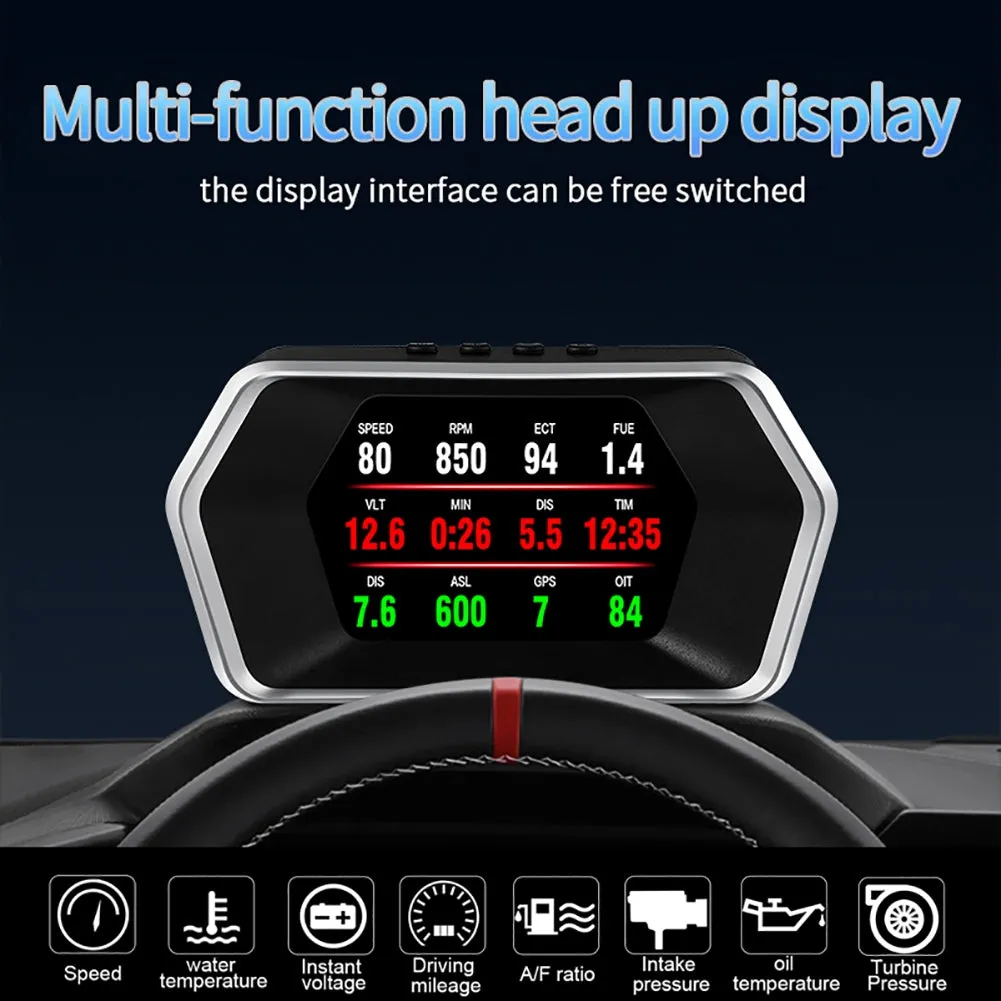 HD Hud Head-up Display OBD2 and GPS Smart Meter Digital Car