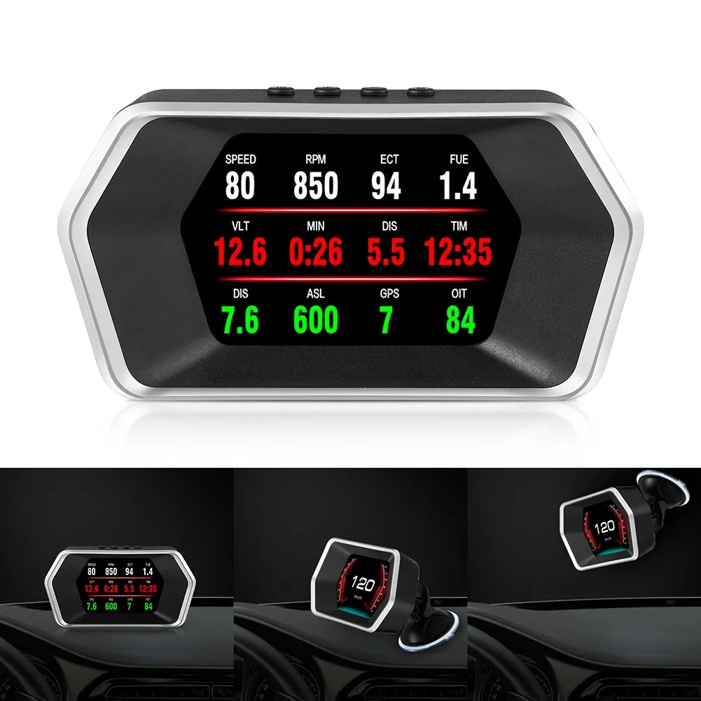 HD Hud Head-up Display OBD2 and GPS Smart Meter Digital Car