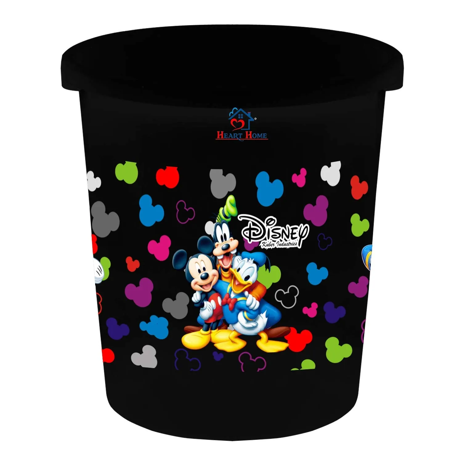 Heart Home Disney Team Mickey Print Plastic 2 Pieces Garbage Waste Dustbin/Recycling Bin for Home, Office, Factory, 5 Liters (Black) -HS_35_HEARTHS17335