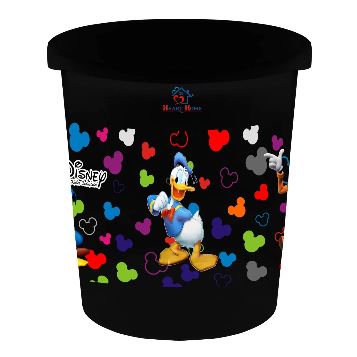 Heart Home Disney Team Mickey Print Plastic 2 Pieces Garbage Waste Dustbin/Recycling Bin for Home, Office, Factory, 5 Liters (Black) -HS_35_HEARTHS17335