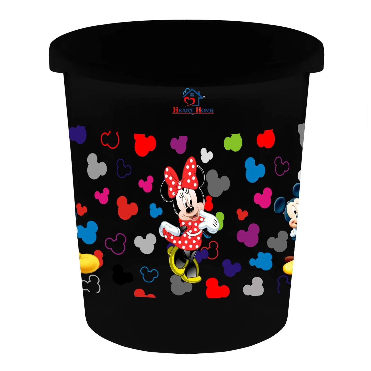 Heart Home Disney Team Mickey Print Plastic 2 Pieces Garbage Waste Dustbin/Recycling Bin for Home, Office, Factory, 5 Liters (Black) -HS_35_HEARTHS17335
