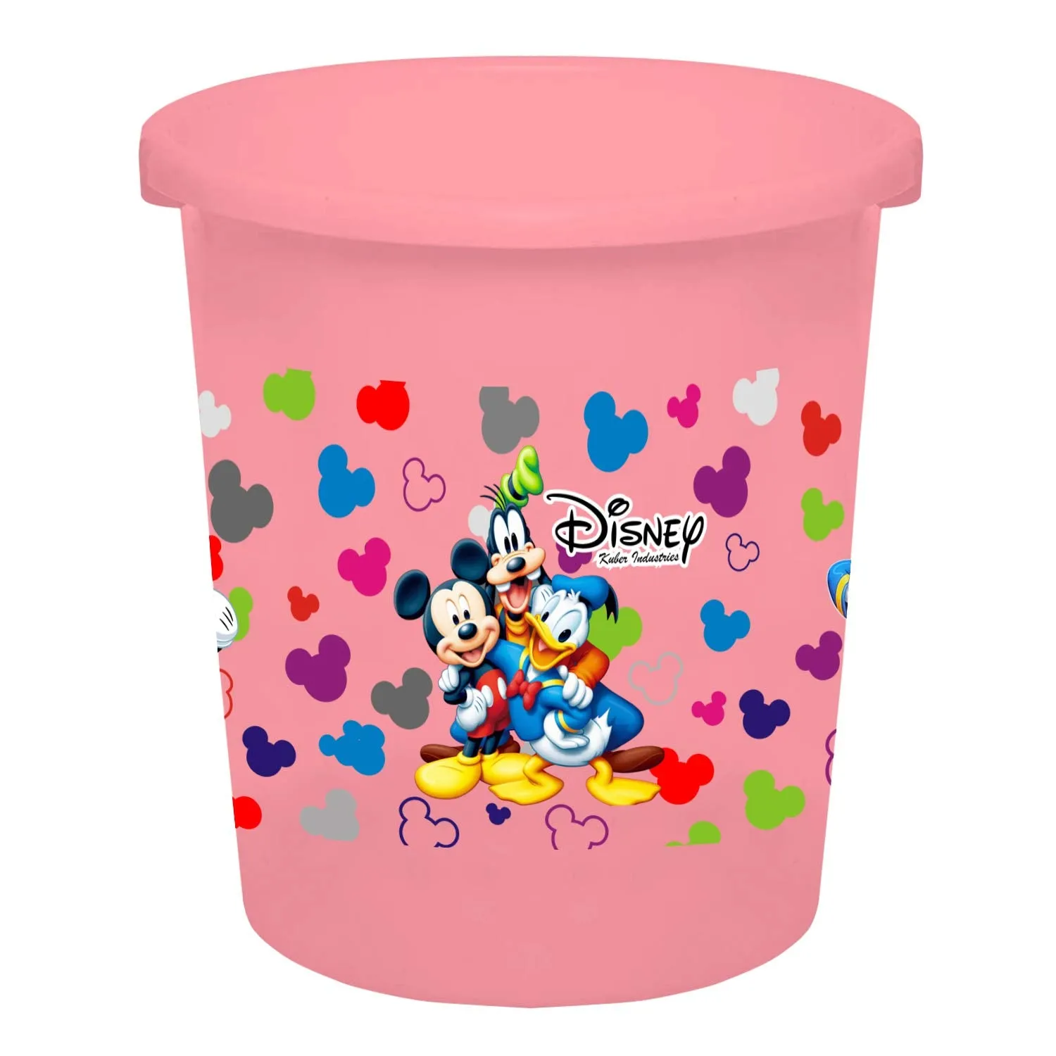 Heart Home Disney Team Mickey Print Plastic 3 Pieces Garbage Waste Dustbin/Recycling Bin for Home, Office, Factory, 5 Liters (Pink & Cream & Blue) -HS_35_HEARTHS17365