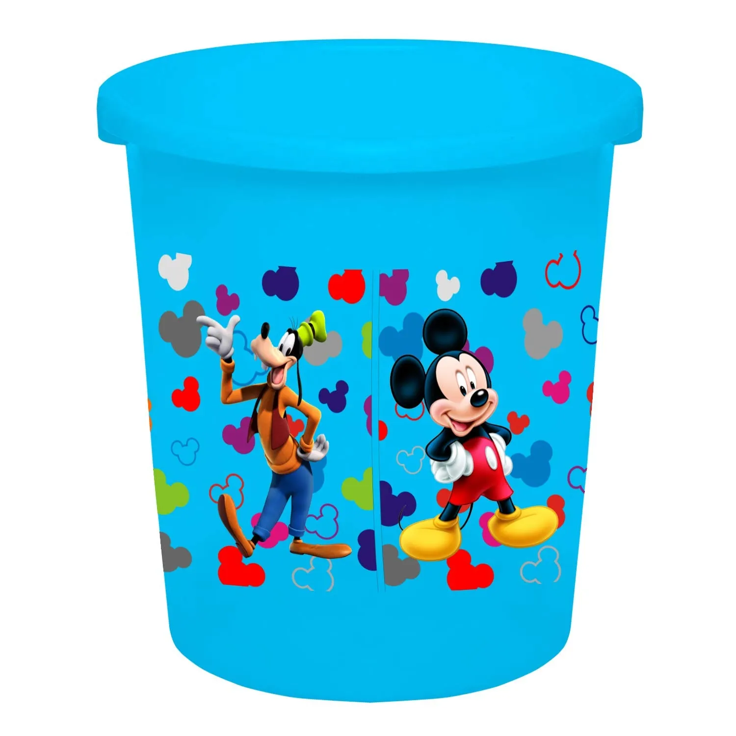 Heart Home Disney Team Mickey Print Plastic 3 Pieces Garbage Waste Dustbin/Recycling Bin for Home, Office, Factory, 5 Liters (Pink & Cream & Blue) -HS_35_HEARTHS17365