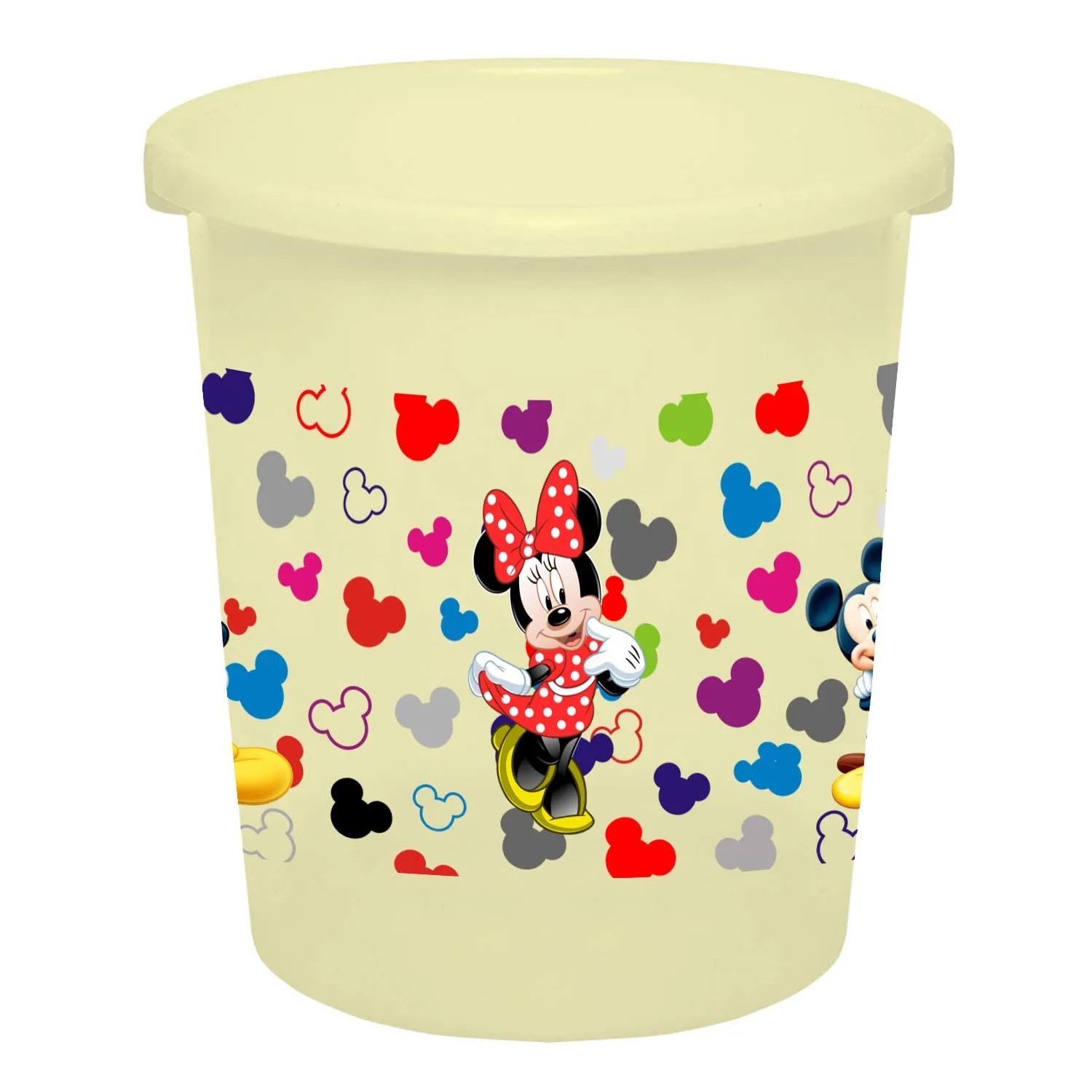 Heart Home Disney Team Mickey Print Plastic 3 Pieces Garbage Waste Dustbin/Recycling Bin for Home, Office, Factory, 5 Liters (Pink & Cream & Blue) -HS_35_HEARTHS17365