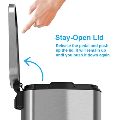 iTouchless SoftStep Combo Pack 13.2 Gal & 1.32 Gal Step Trash Can with Odor Filter & Inner Bucket, Stainless Steel Step Pedal Garbage Bin for Office and Kitchen, Soft and Quiet Lid Close