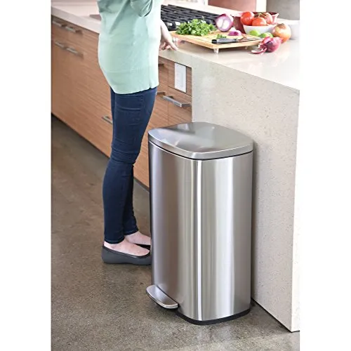iTouchless SoftStep Combo Pack 13.2 Gal & 1.32 Gal Step Trash Can with Odor Filter & Inner Bucket, Stainless Steel Step Pedal Garbage Bin for Office and Kitchen, Soft and Quiet Lid Close