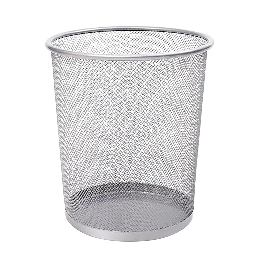 KEPLIN Round Trash Can - Black Non-slip Mesh Bin, Stylish & Sturdy Metal Waste Paper Bin for Home, Bedroom, Office, Bathroom, Living Room & Kitchen - Indoor Garbage Bin with Sleek Design