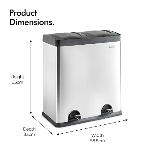 kitchelat Kitchen Bin, 60L Double Recycling Bin for Kitchen