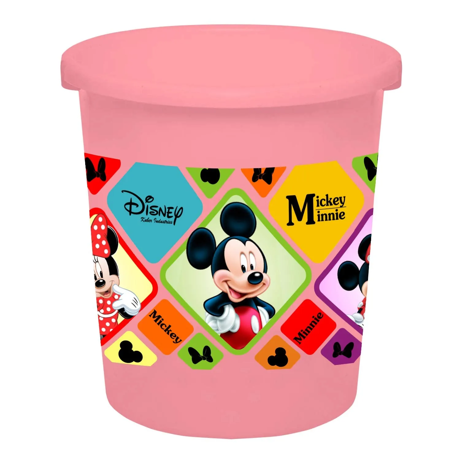 Kuber Industries Disney Mickey Minnie Print Plastic 3 Pieces Garbage Waste Dustbin/Recycling Bin for Home, Office, Factory, 5 Liters (Pink) -HS_35_KUBMARTS17759