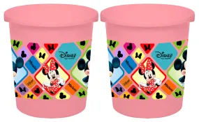 Kuber Industries Disney Mickey Minnie Print Plastic 3 Pieces Garbage Waste Dustbin/Recycling Bin for Home, Office, Factory, 5 Liters (Pink) -HS_35_KUBMARTS17759