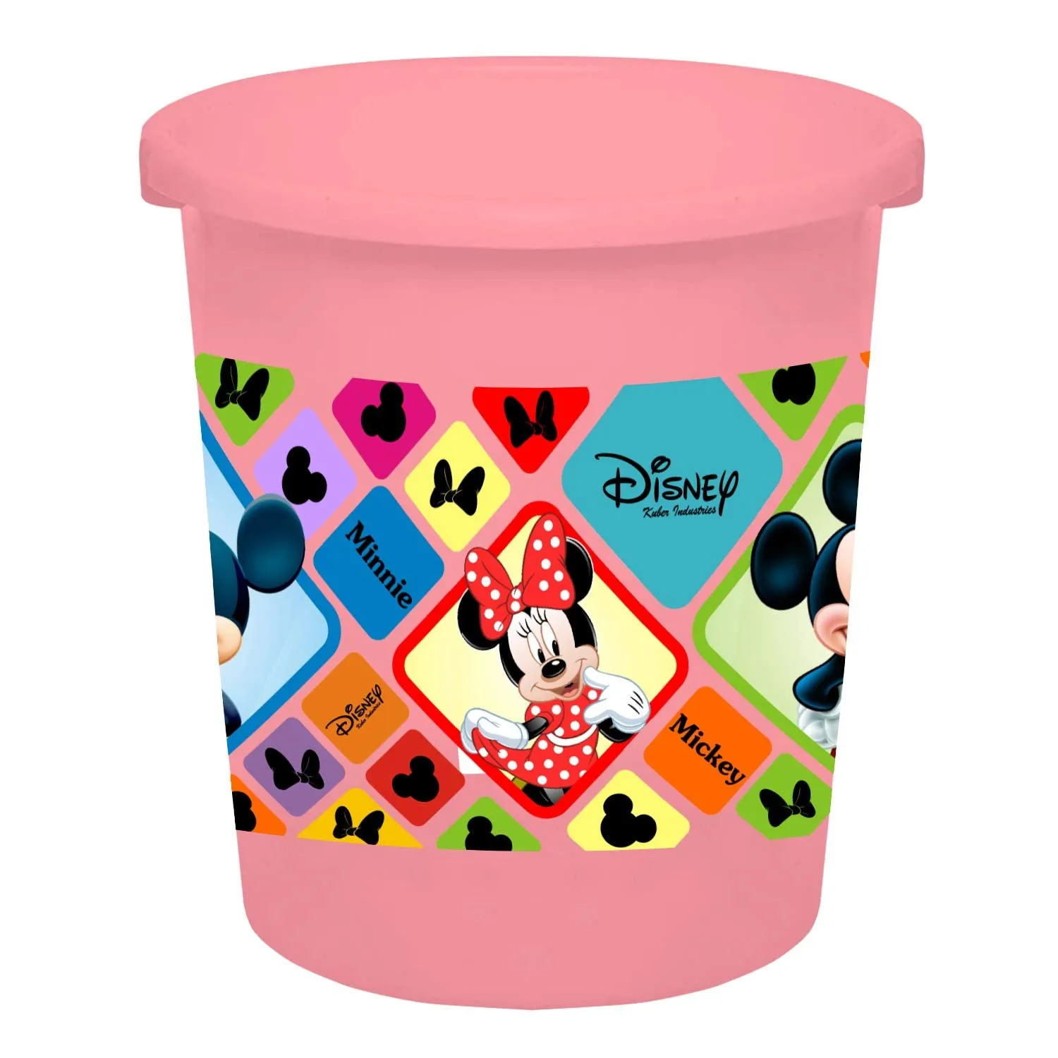Kuber Industries Disney Mickey Minnie Print Plastic 3 Pieces Garbage Waste Dustbin/Recycling Bin for Home, Office, Factory, 5 Liters (Pink) -HS_35_KUBMARTS17759
