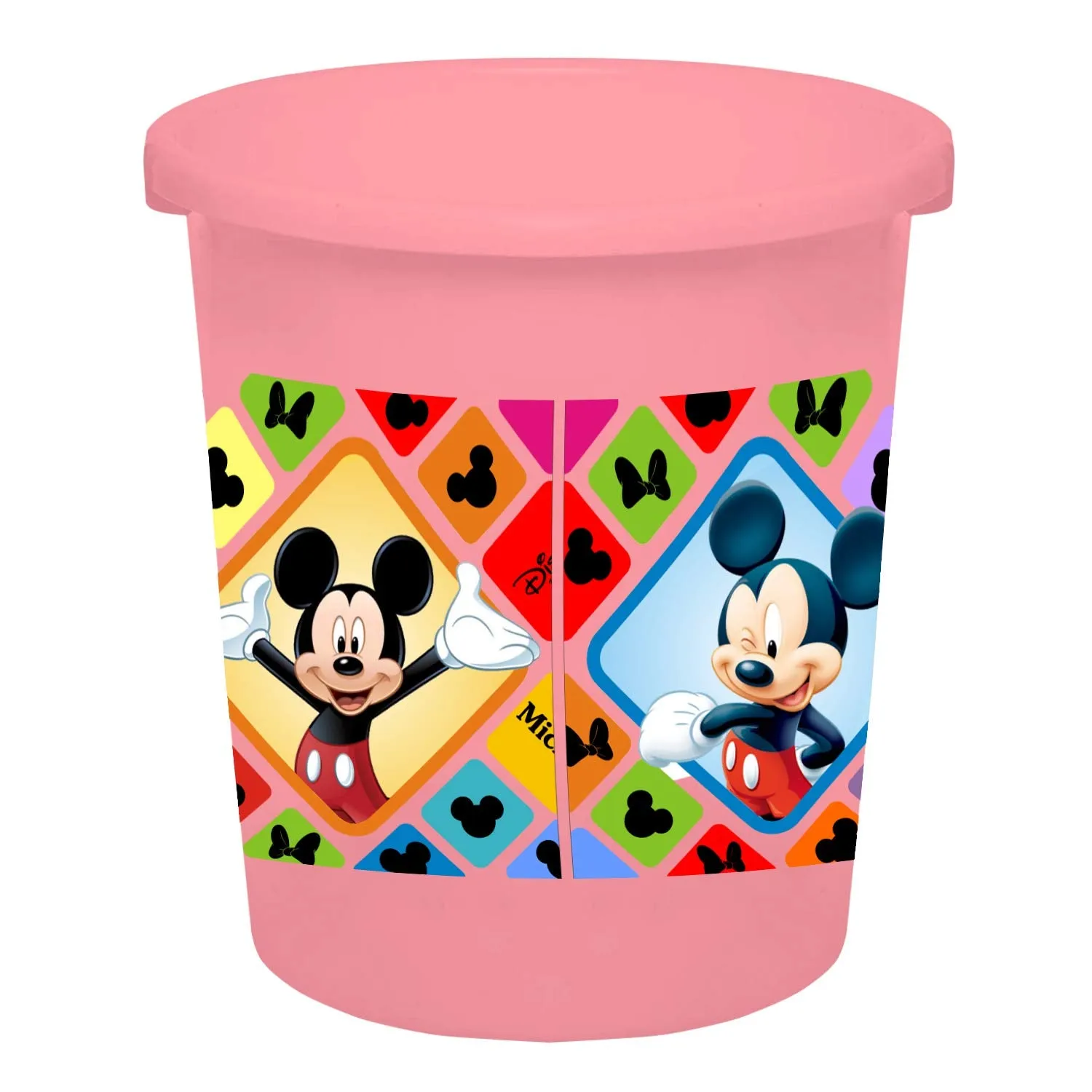 Kuber Industries Disney Mickey Minnie Print Plastic 3 Pieces Garbage Waste Dustbin/Recycling Bin for Home, Office, Factory, 5 Liters (Pink) -HS_35_KUBMARTS17759