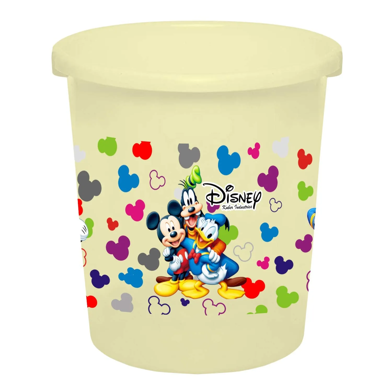 Kuber Industries Disney Team Mickey Print Plastic 3 Pieces Garbage Waste Dustbin/Recycling Bin for Home, Office, Factory, 5 Liters (Cream) -HS_35_KUBMARTS17325