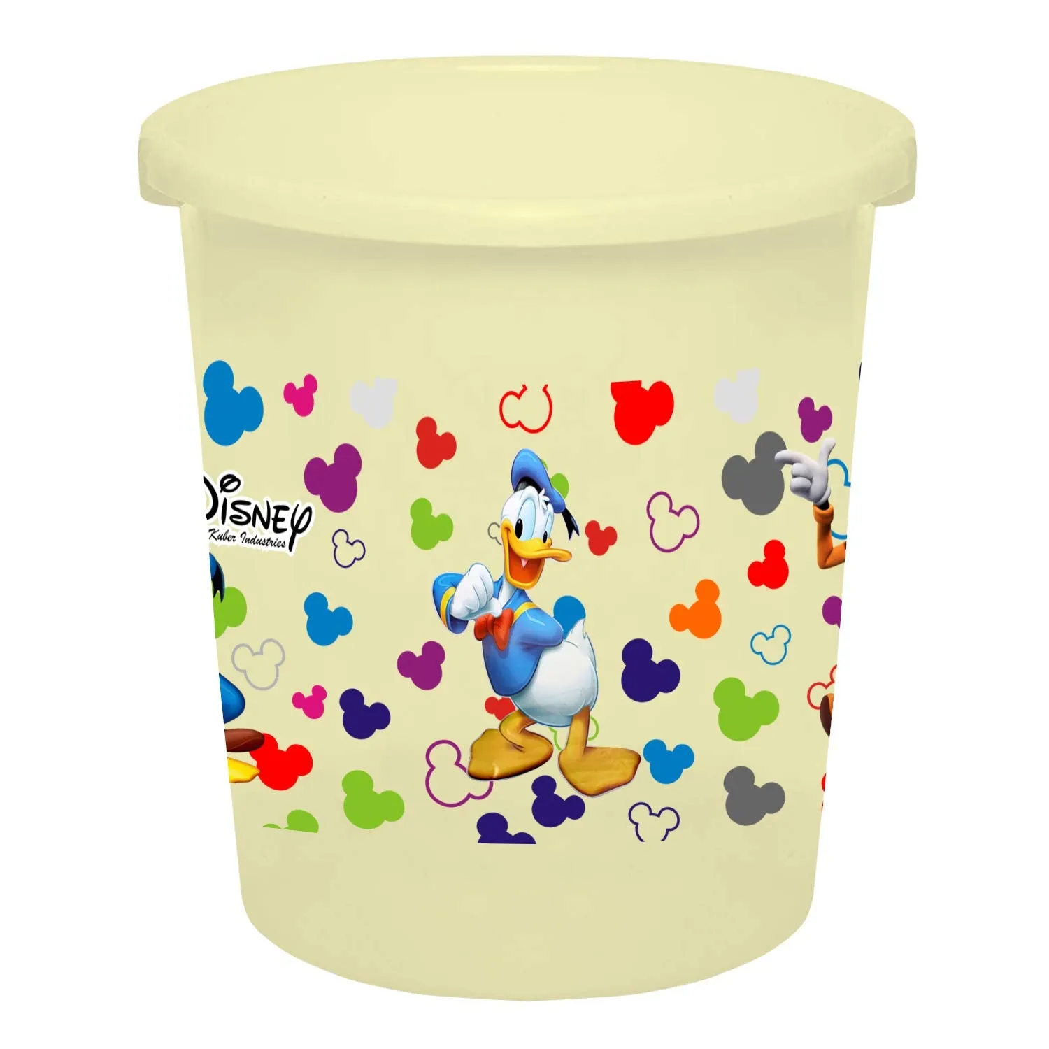 Kuber Industries Disney Team Mickey Print Plastic 3 Pieces Garbage Waste Dustbin/Recycling Bin for Home, Office, Factory, 5 Liters (Cream) -HS_35_KUBMARTS17325