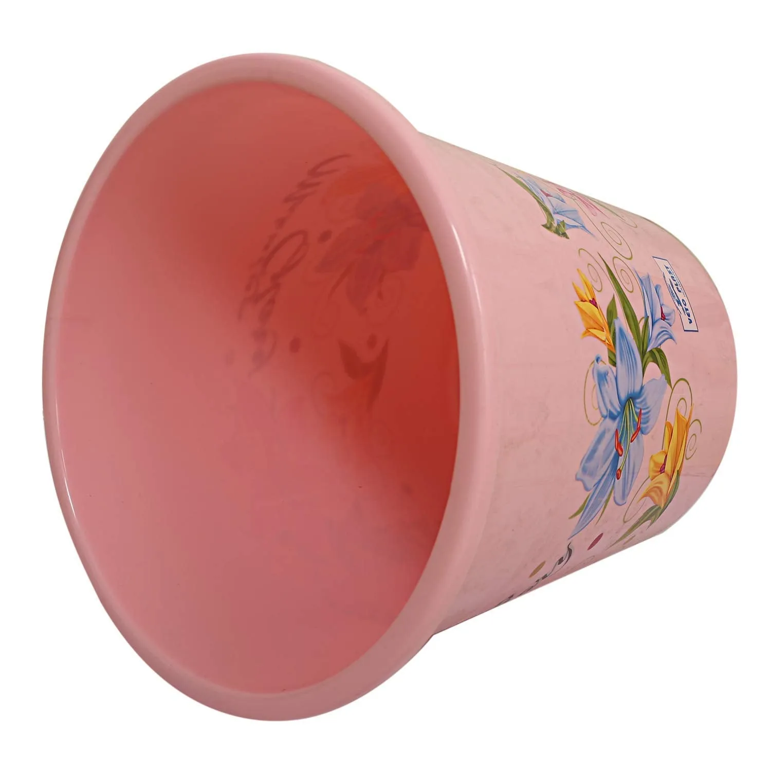 Kuber Industries Flower Print Plastic Garbage Waste Dustbin/Recycling Bin for Home, Office, Factory, 7 Liters (Pink)-KUBMART10882