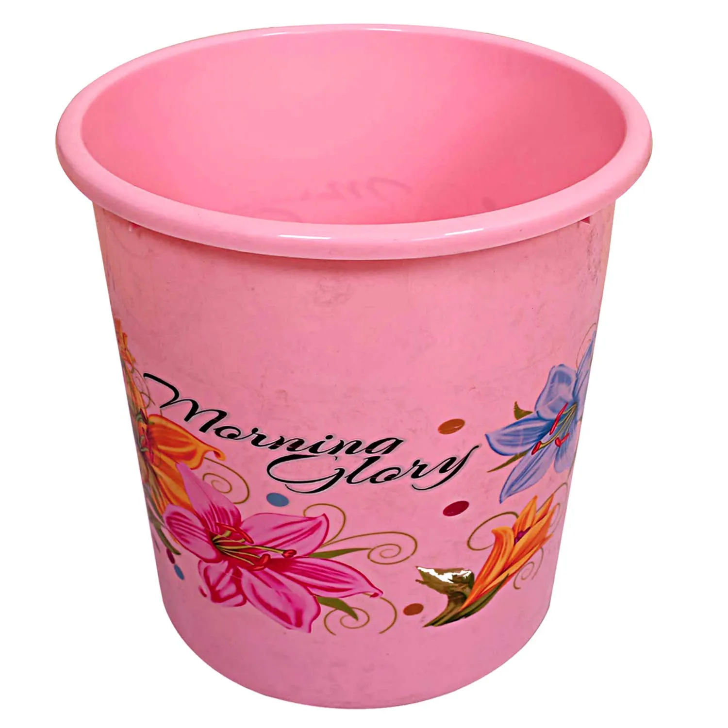 Kuber Industries Flower Print Plastic Garbage Waste Dustbin/Recycling Bin for Home, Office, Factory, 7 Liters (Pink)-KUBMART10882