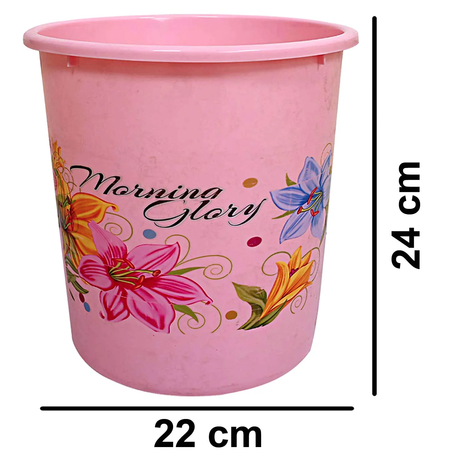Kuber Industries Flower Print Plastic Garbage Waste Dustbin/Recycling Bin for Home, Office, Factory, 7 Liters (Pink)-KUBMART10882