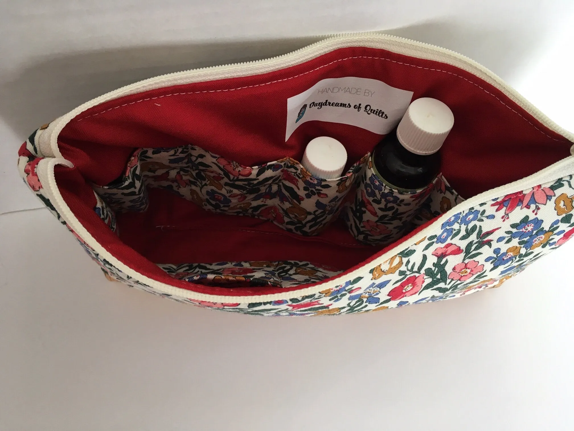 Liberty of London Essential Oil Pouch, Zipper Pouch, Oil Pouch with Cork Base, essential oil storage, handmade oil pouch