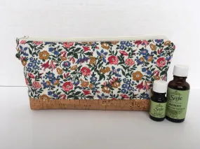 Liberty of London Essential Oil Pouch, Zipper Pouch, Oil Pouch with Cork Base, essential oil storage, handmade oil pouch