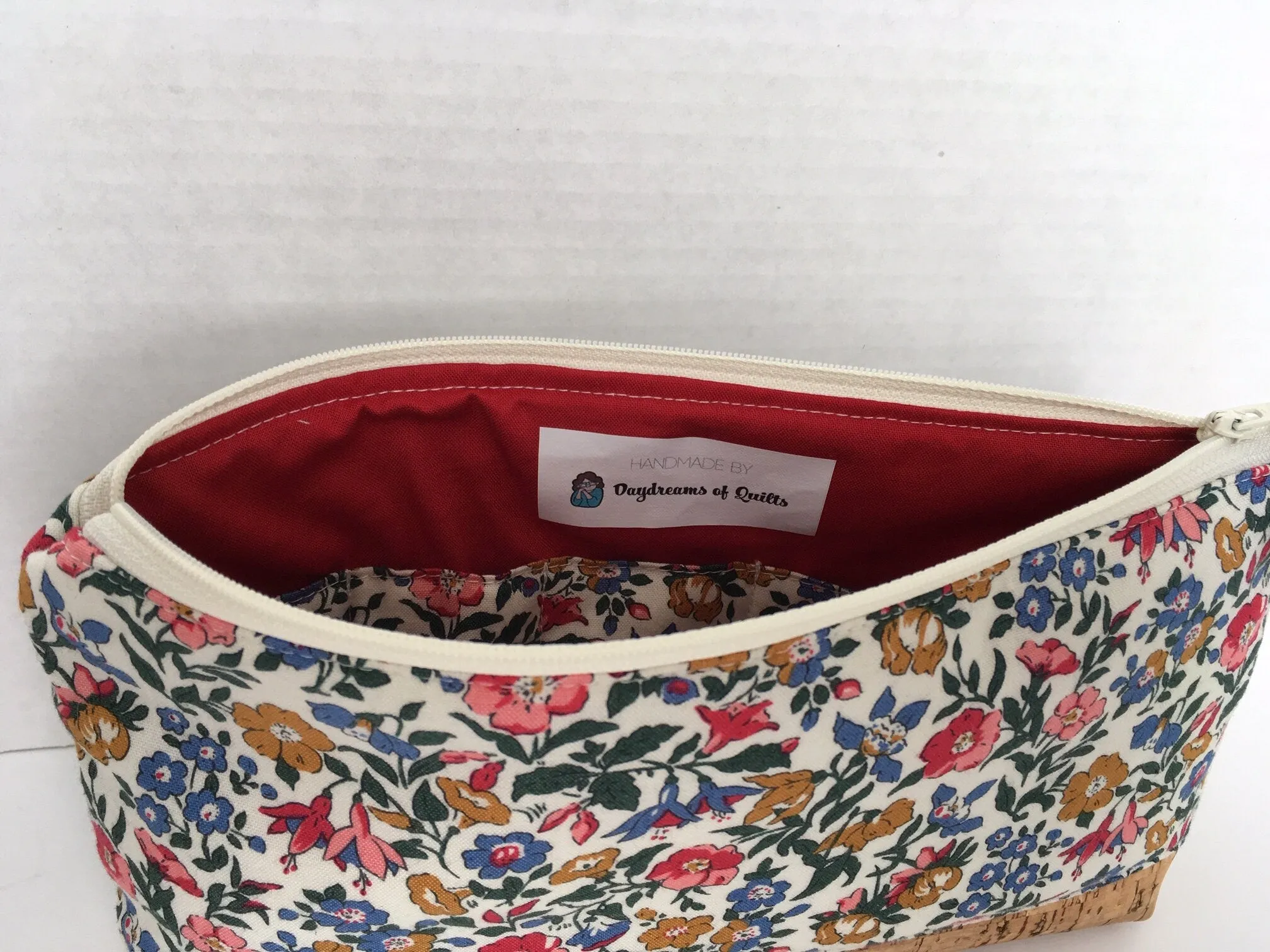 Liberty of London Essential Oil Pouch, Zipper Pouch, Oil Pouch with Cork Base, essential oil storage, handmade oil pouch