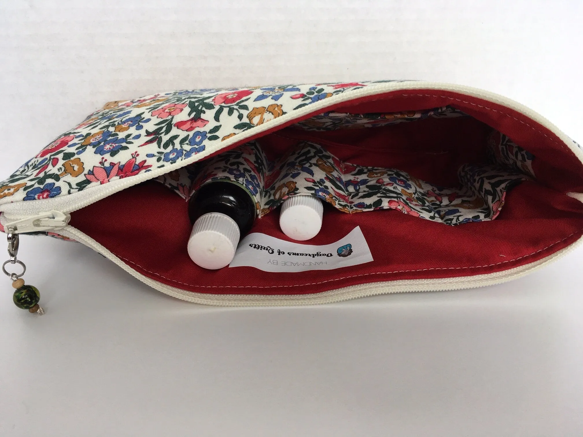Liberty of London Essential Oil Pouch, Zipper Pouch, Oil Pouch with Cork Base, essential oil storage, handmade oil pouch