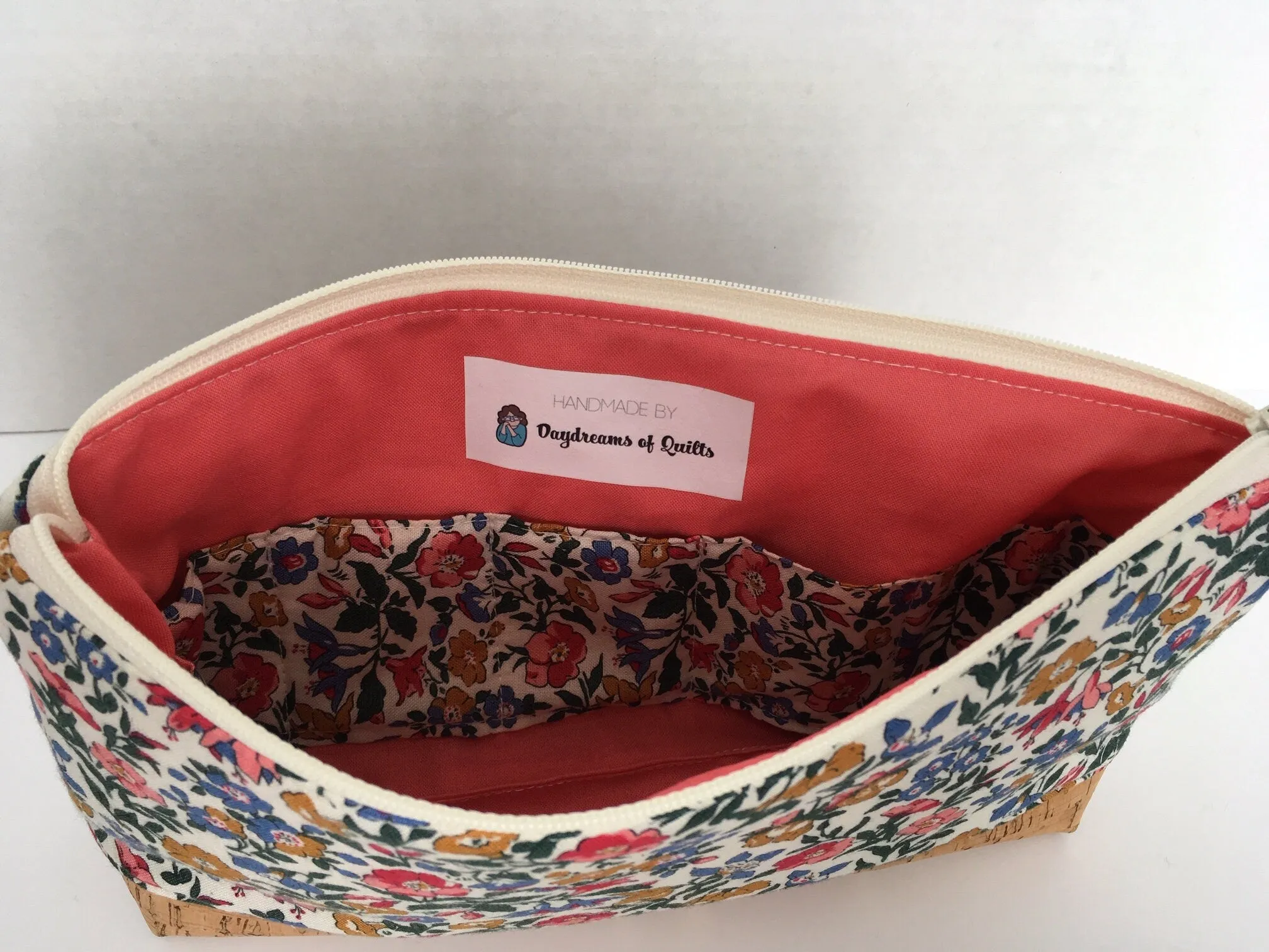 Liberty of London Essential Oil Pouch, Zipper Pouch, Oil Pouch with Cork Base, essential oil storage, handmade oil pouch