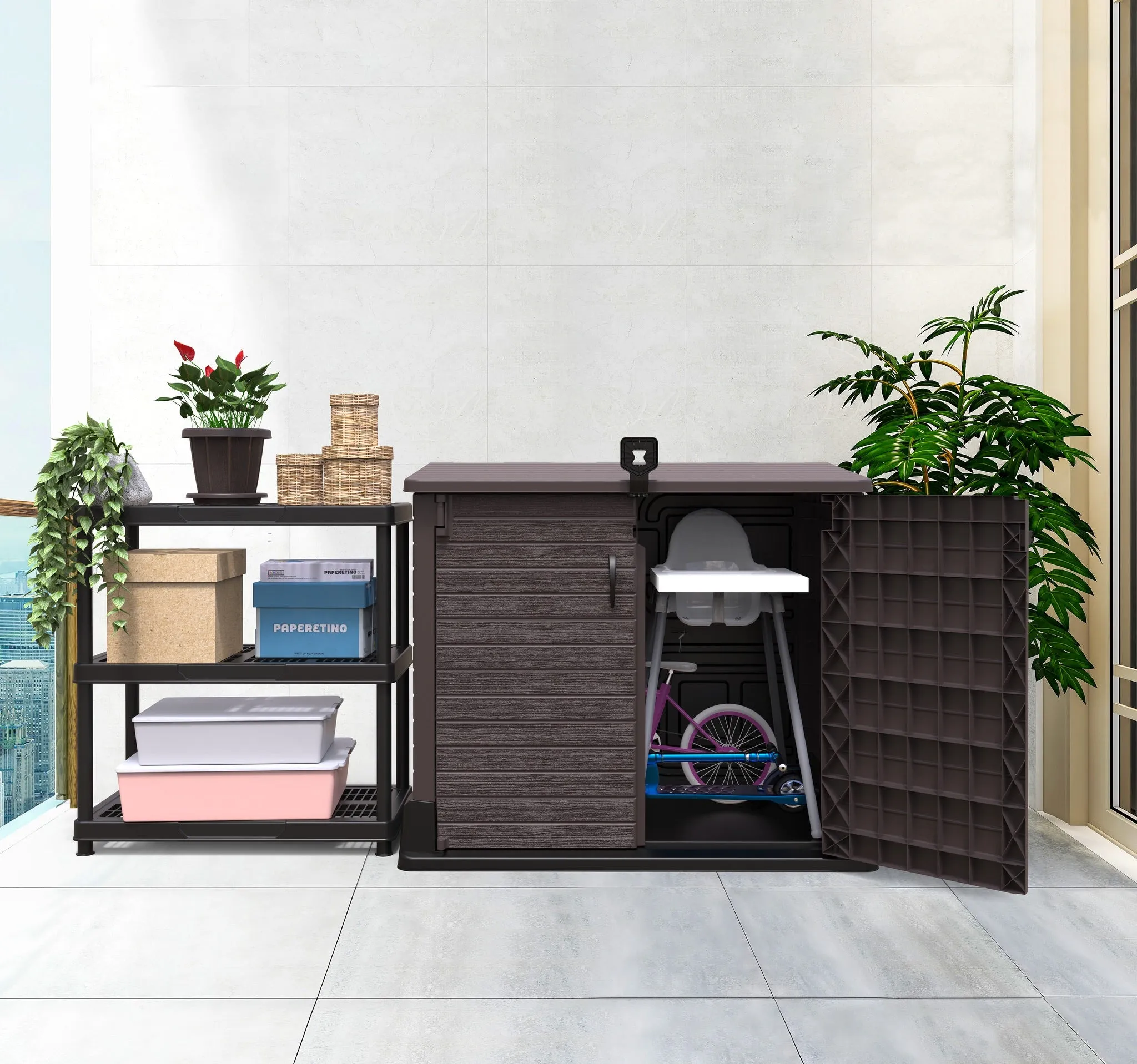 [LIMITED TIME - FREE ASSEMBLY INCLUDED] StoreAway Storage Shed 850L (Brown)
