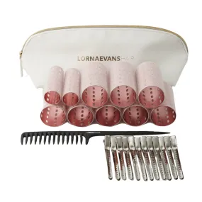 Lorna Evans Velcro Aluminium Full Set Self Grip Rollers White Rose Gold 10pc Pack
