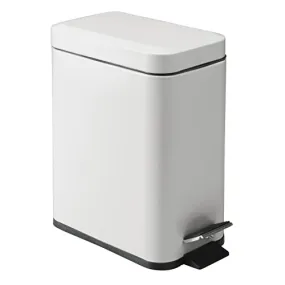 mDesign Small Modern 1.3 Gallon Rectangle Metal Lidded Step Trash Can, Compact Garbage Bin with Removable Liner Bucket and Handle for Bathroom, Kitchen, Craft Room, Office, Garage - Light Gray