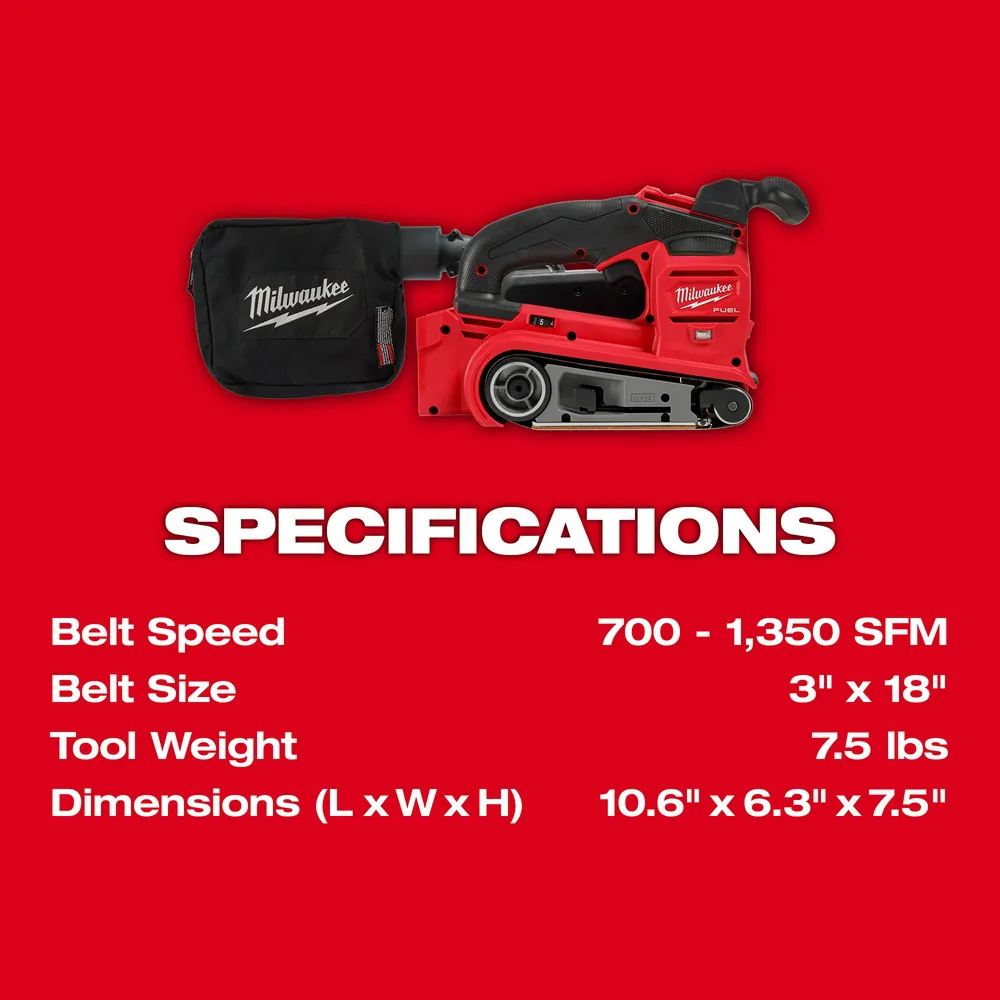 Milwaukee M18 Fuel 3"X18" Cordless Belt Sander Tool Only