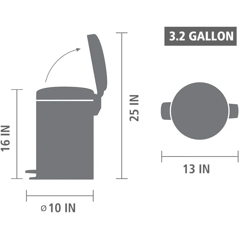 Newlcon Pedal Bin 12L (3.2 Gallons)