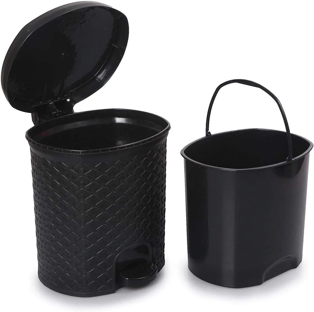 Nilkamal Dustbin for Home, Kitchen, Restaurant Rattan Design with Paddle- 12 Ltr
