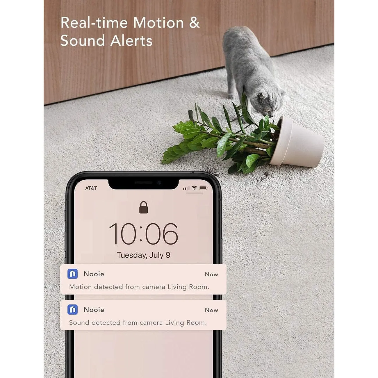 nooie 1080P Home Security Camera, Motion Tracking, Super IR Night Vision, Works with Alexa, Two-Way Audio, Motion & Sound Detection  (Refurbished)