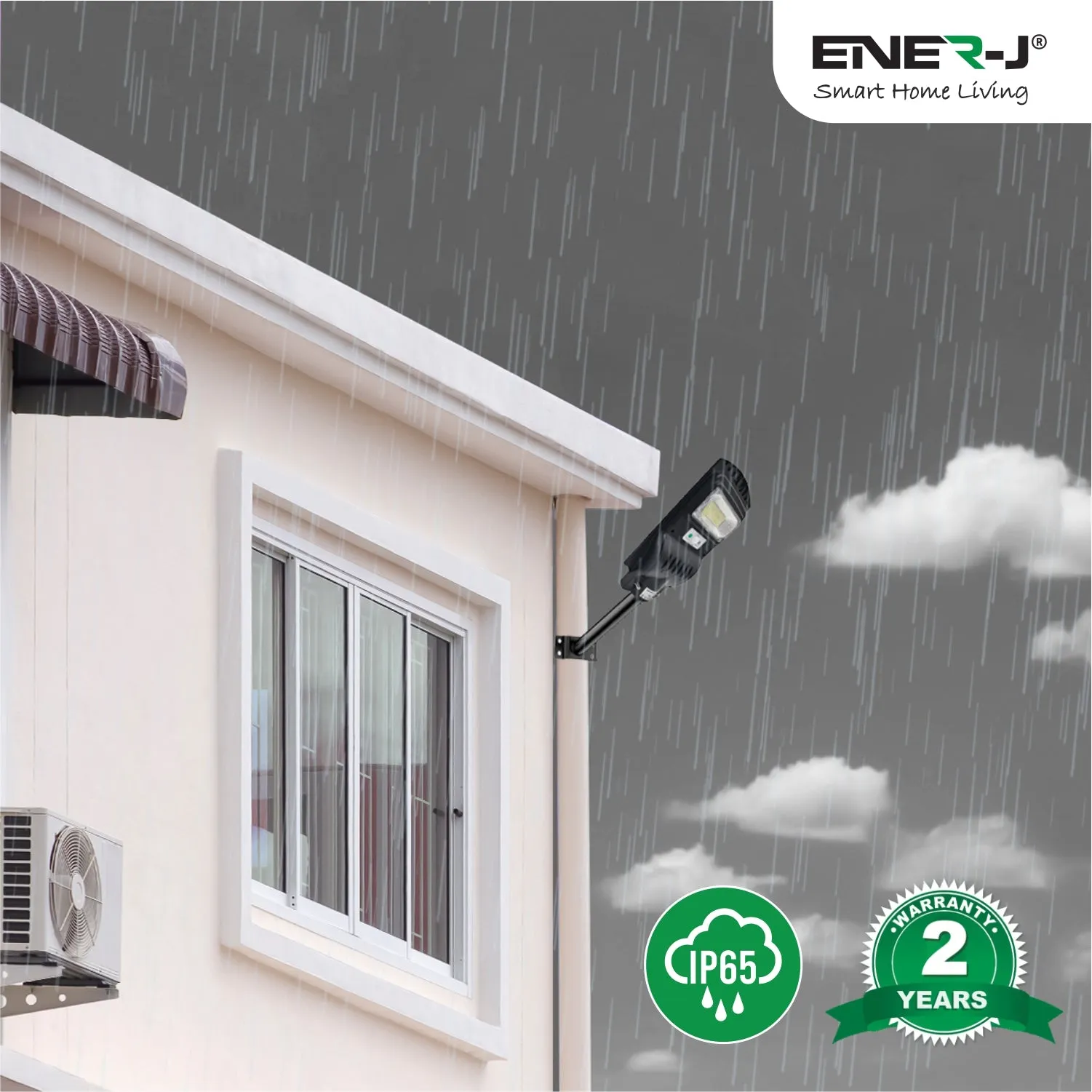 Pack of 2 8W Solar Street Light Outdoor with Photocell Sensor & Remote Control, IP65 Waterproof, 420 Lumens, Security Flood Light