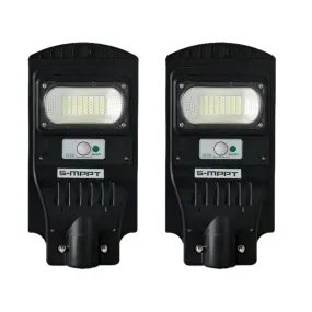 Pack of 2 8W Solar Street Light Outdoor with Photocell Sensor & Remote Control, IP65 Waterproof, 420 Lumens, Security Flood Light