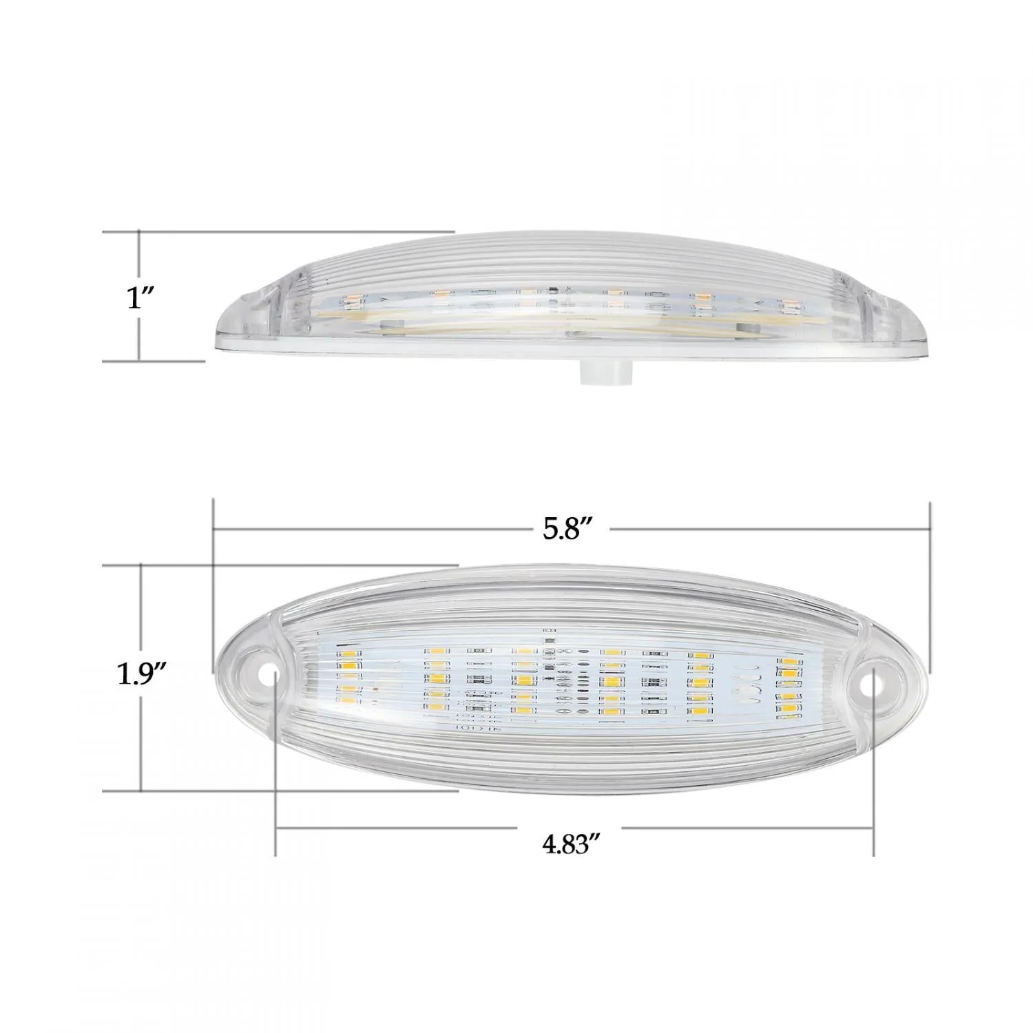 Partsam 5pcs Clear Lens Cab Clearance Roof Running Top Marker Lights Amber Yellow 6LED Amber Lights Assembly Waterproof Compatible with Freightliner Cascadia Heavy Duty Trucks